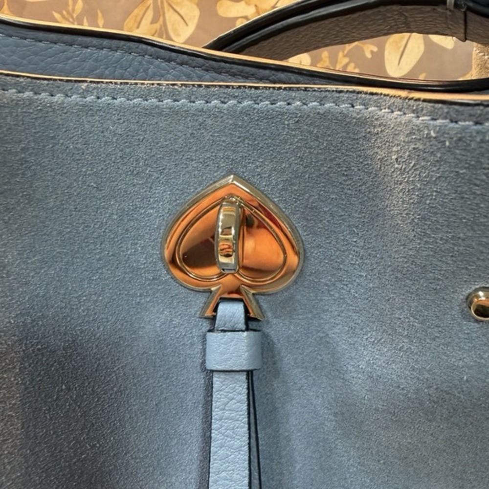 Kate Spade Marti Suede Large Bucket Bag Shoulder‎ Bag Crossbody Dusty Blue - Picture 5 of 14